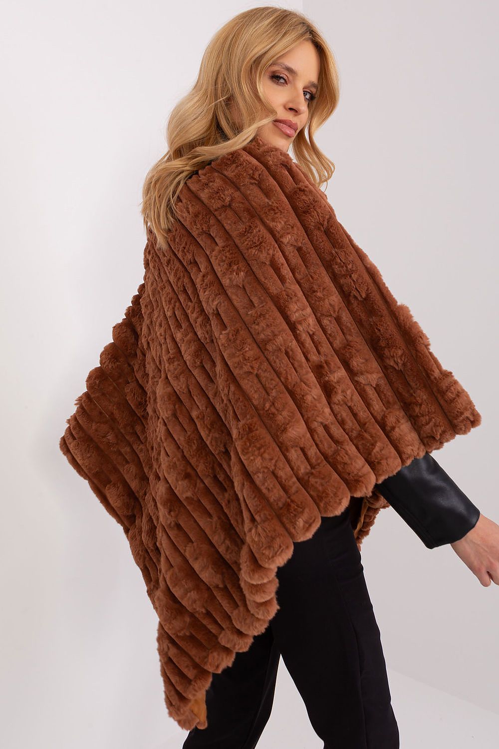 Textured Poncho with Relaxed Fit - Michelle & Kenza Co.