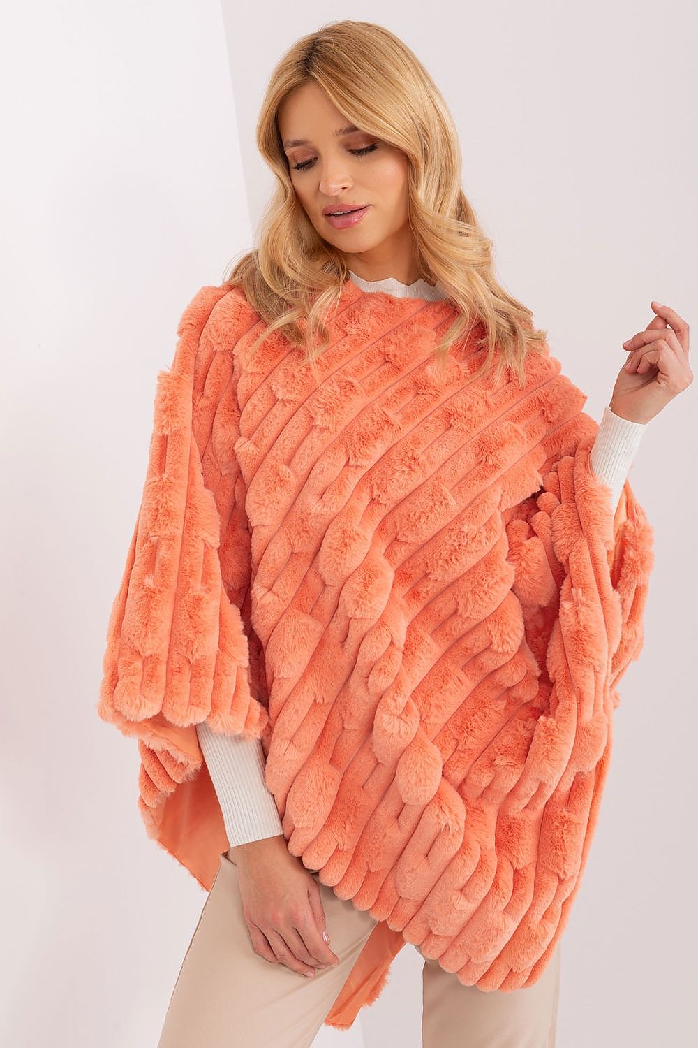 Textured Poncho with Relaxed Fit - Michelle & Kenza Co.