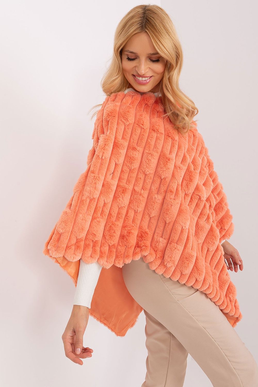 Textured Poncho with Relaxed Fit - Michelle & Kenza Co.