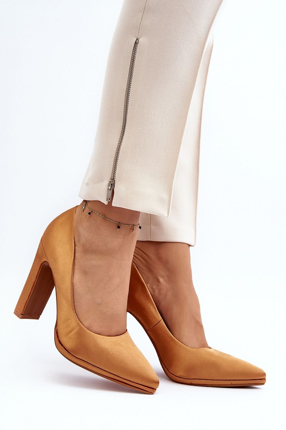 Elegant Satin Block Heel Pumps