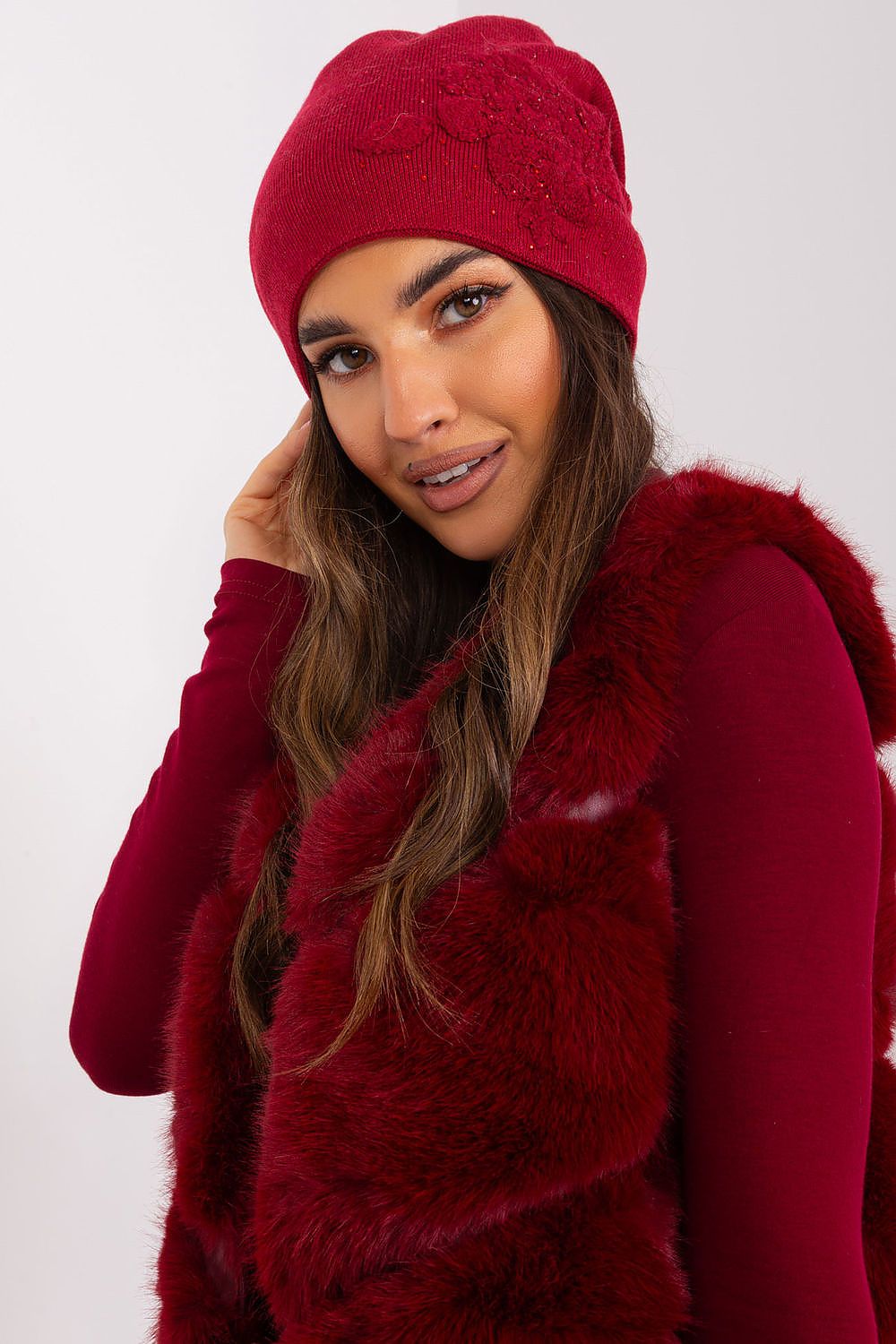 Rhinestone Cashmere Beanie Hat