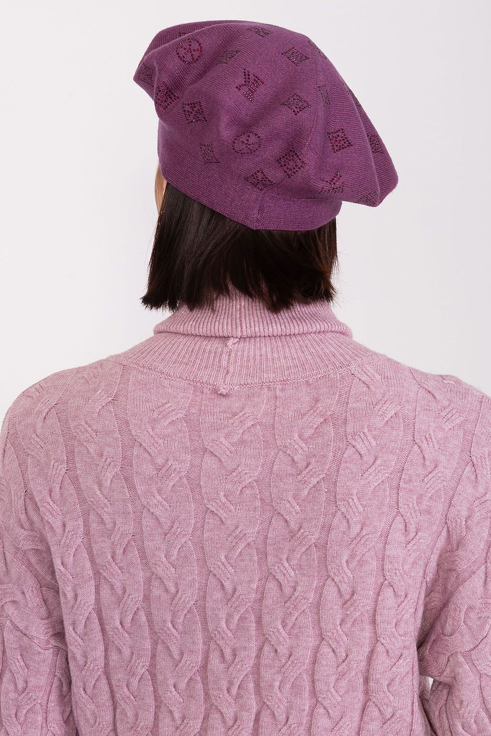 Rhinestone-Embellished Cashmere Beret