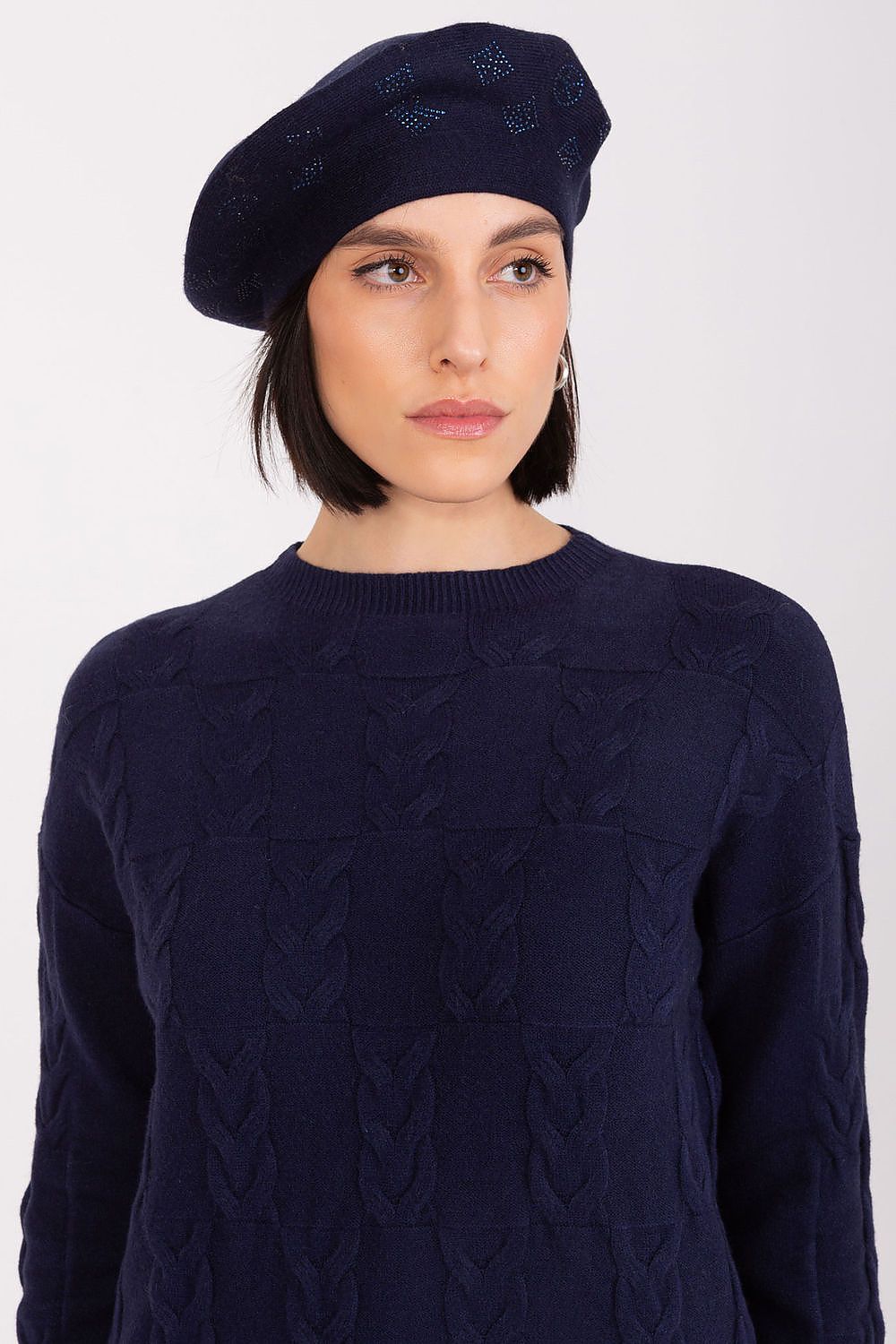 Rhinestone-Embellished Cashmere Beret