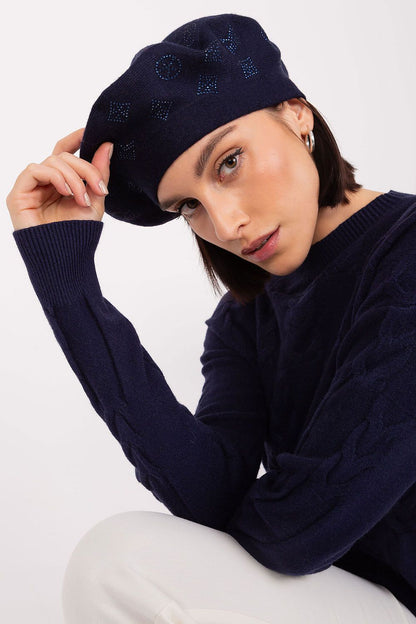 Cashmere Blend Beret with Rhinestone Detail - Michelle & Kenza Co.