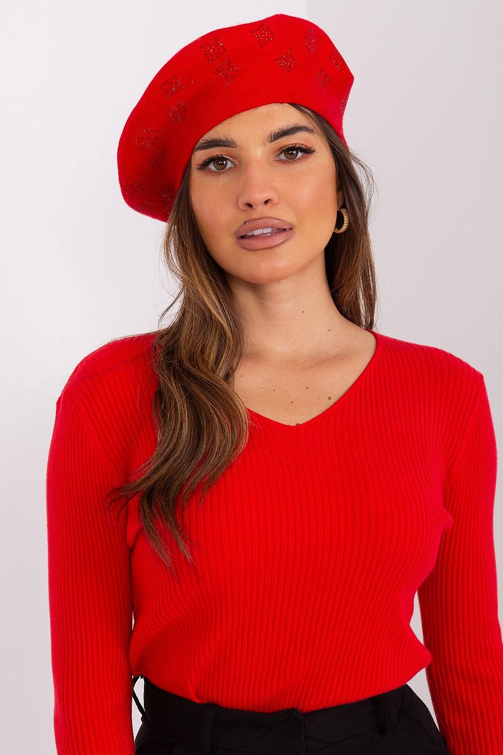 Rhinestone-Embellished Cashmere Beret