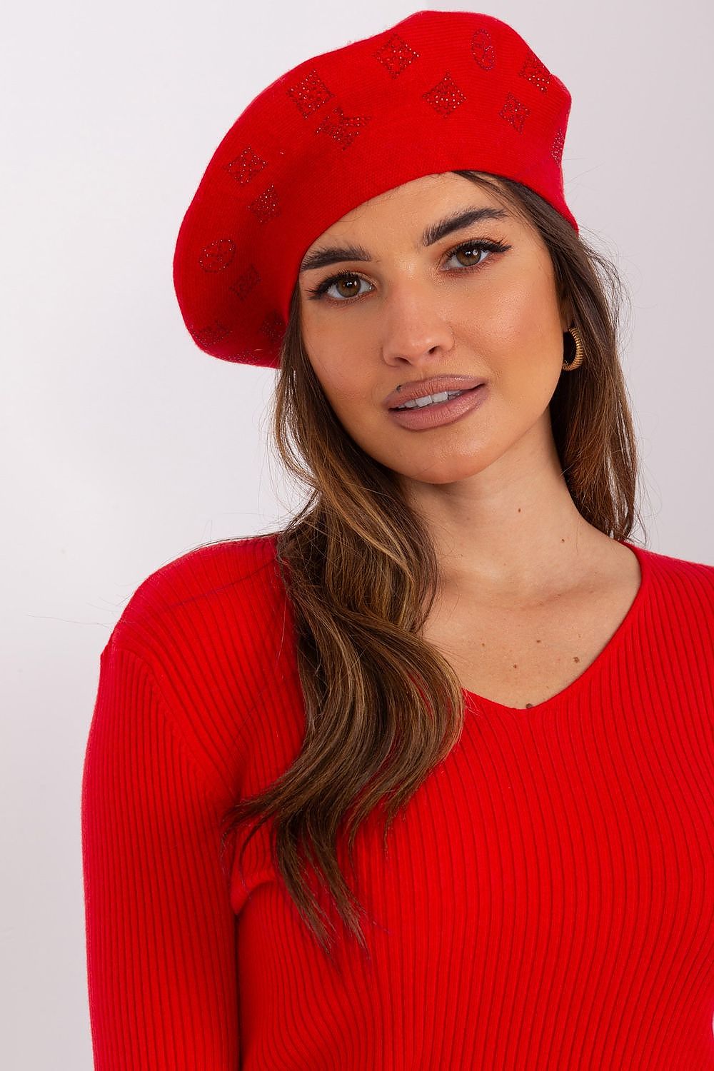 Rhinestone-Embellished Cashmere Beret