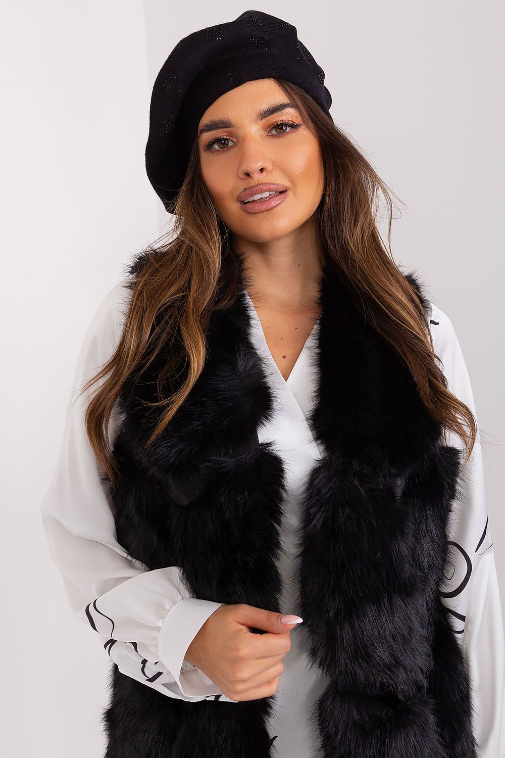 Rhinestone Cashmere Blend Beret