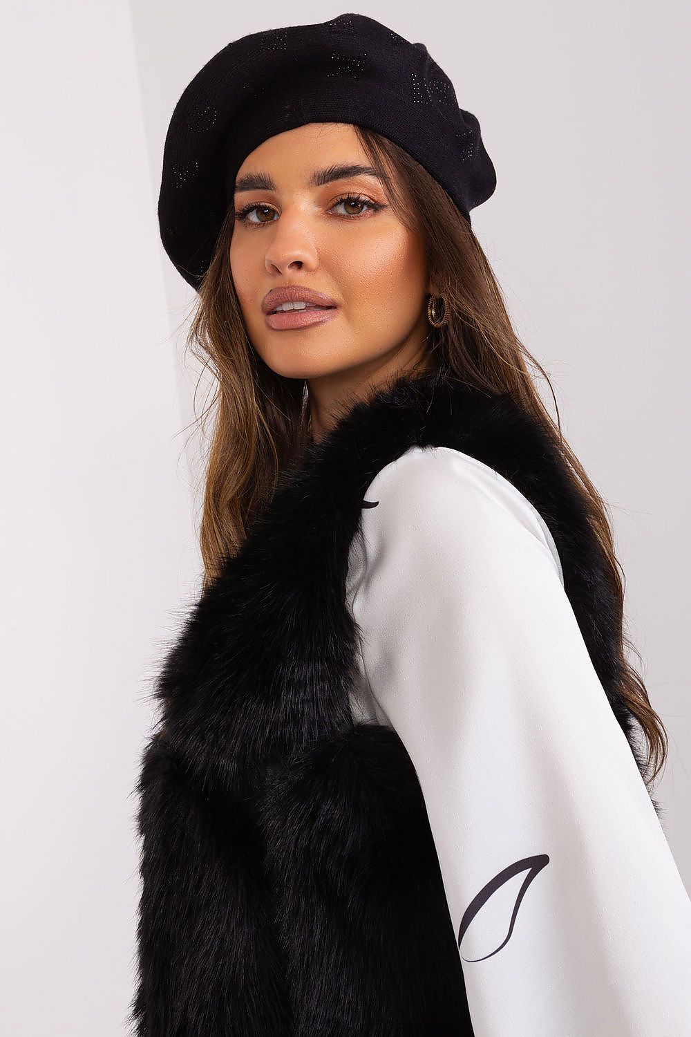 Rhinestone-Embellished Cashmere Beret