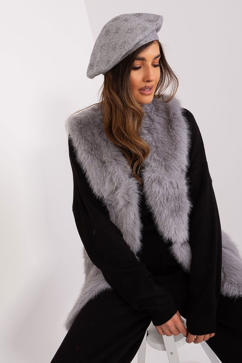 Rhinestone-Embellished Cashmere Beret