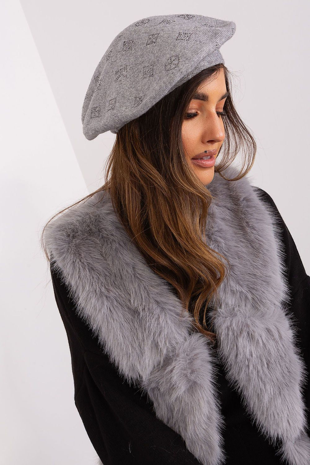 Rhinestone-Embellished Cashmere Beret