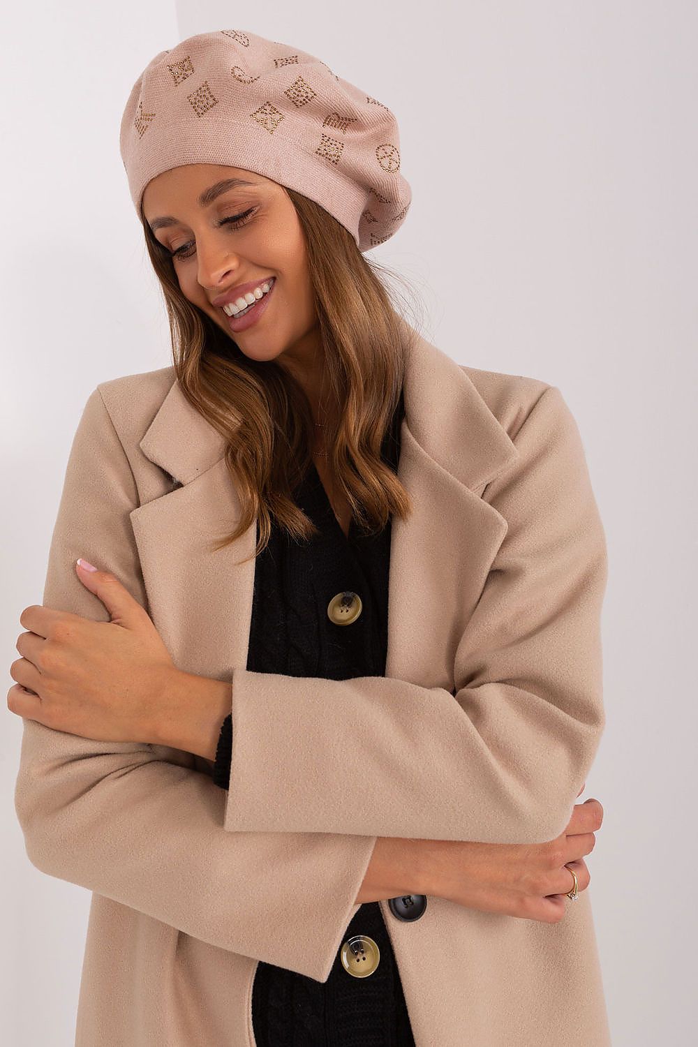 Rhinestone-Embellished Cashmere Beret