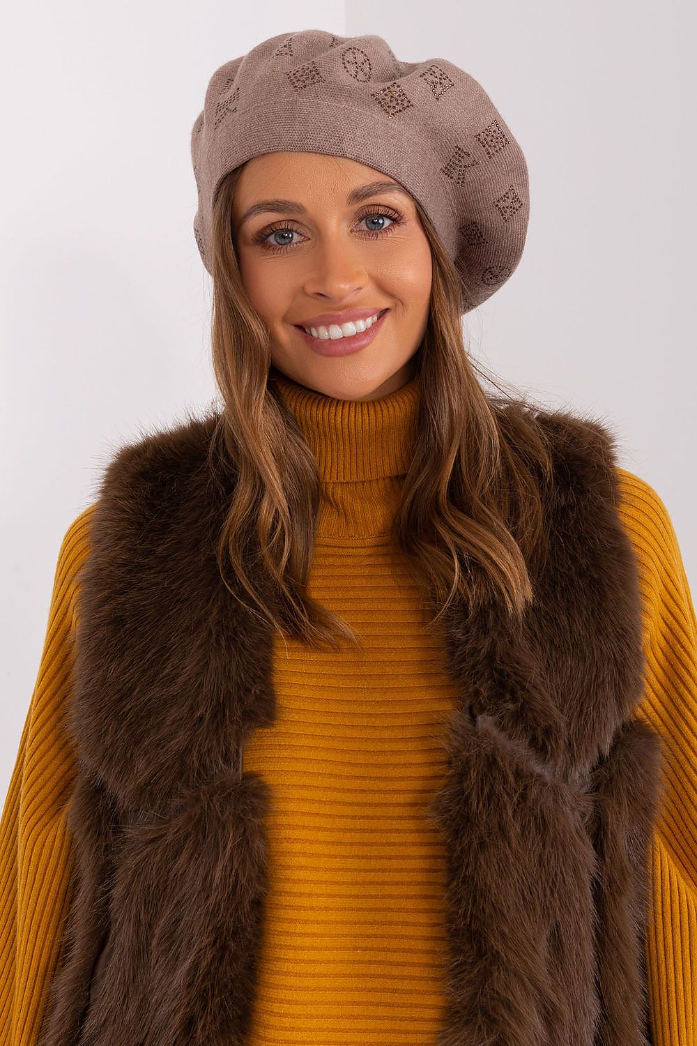 Rhinestone-Embellished Cashmere Beret