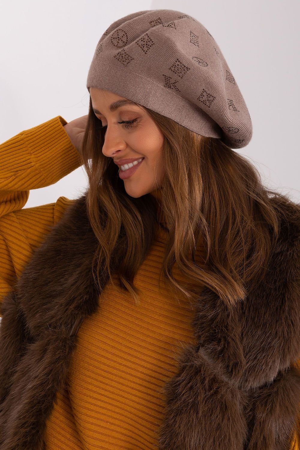 Rhinestone Cashmere Blend Beret