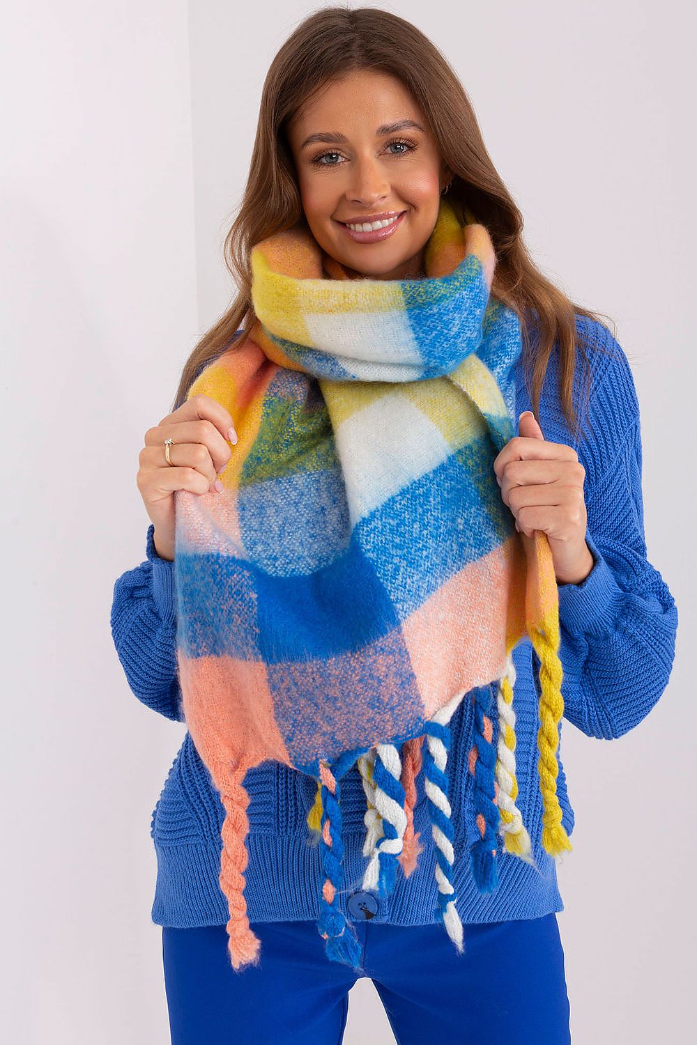 Colourful Plaid Shawl with Elegant Tassels - Michelle & Kenza Co.