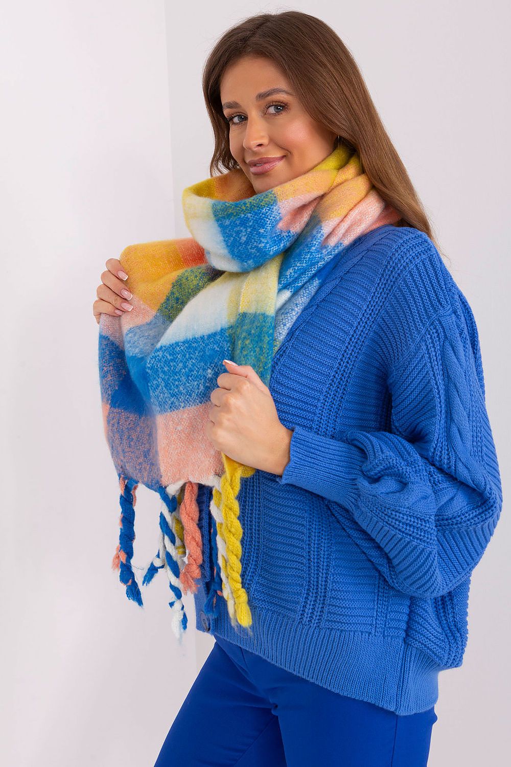 Colourful Plaid Shawl with Elegant Tassels - Michelle & Kenza Co.