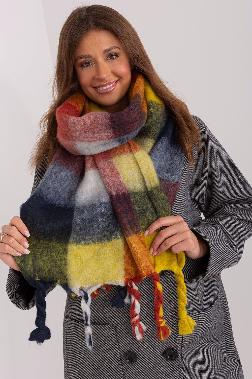 Colourful Plaid Shawl with Elegant Tassels - Michelle & Kenza Co.