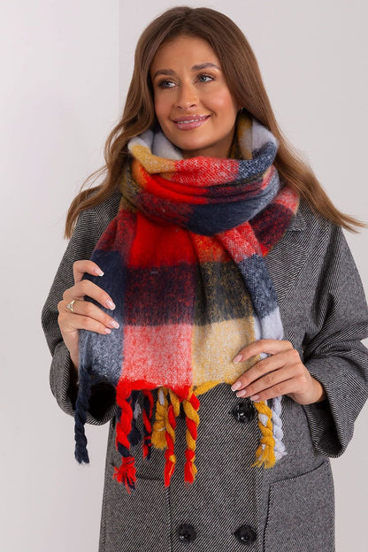 Vibrant Plaid Tassel Scarf