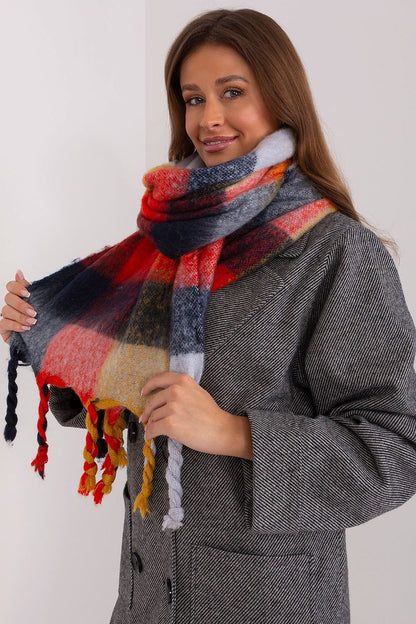 Vibrant Plaid Tassel Scarf