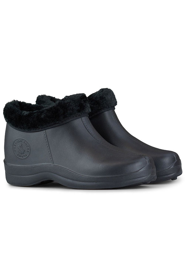 Warm Eco-Fur Slip-On Ankle Boots