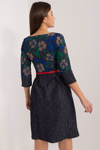 Flared Floral Embroidered Dress