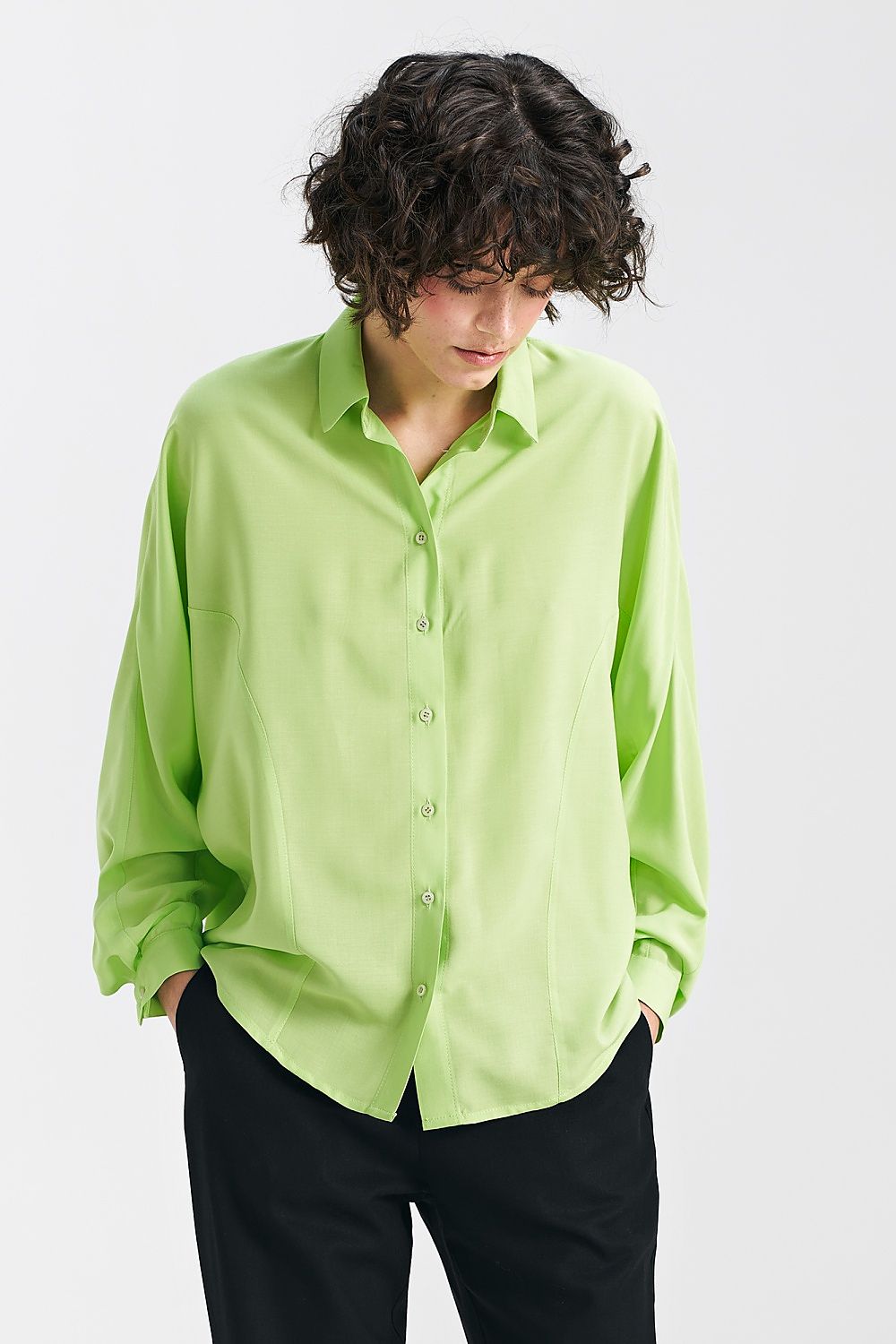 Oversized Lime Viscose Shirt