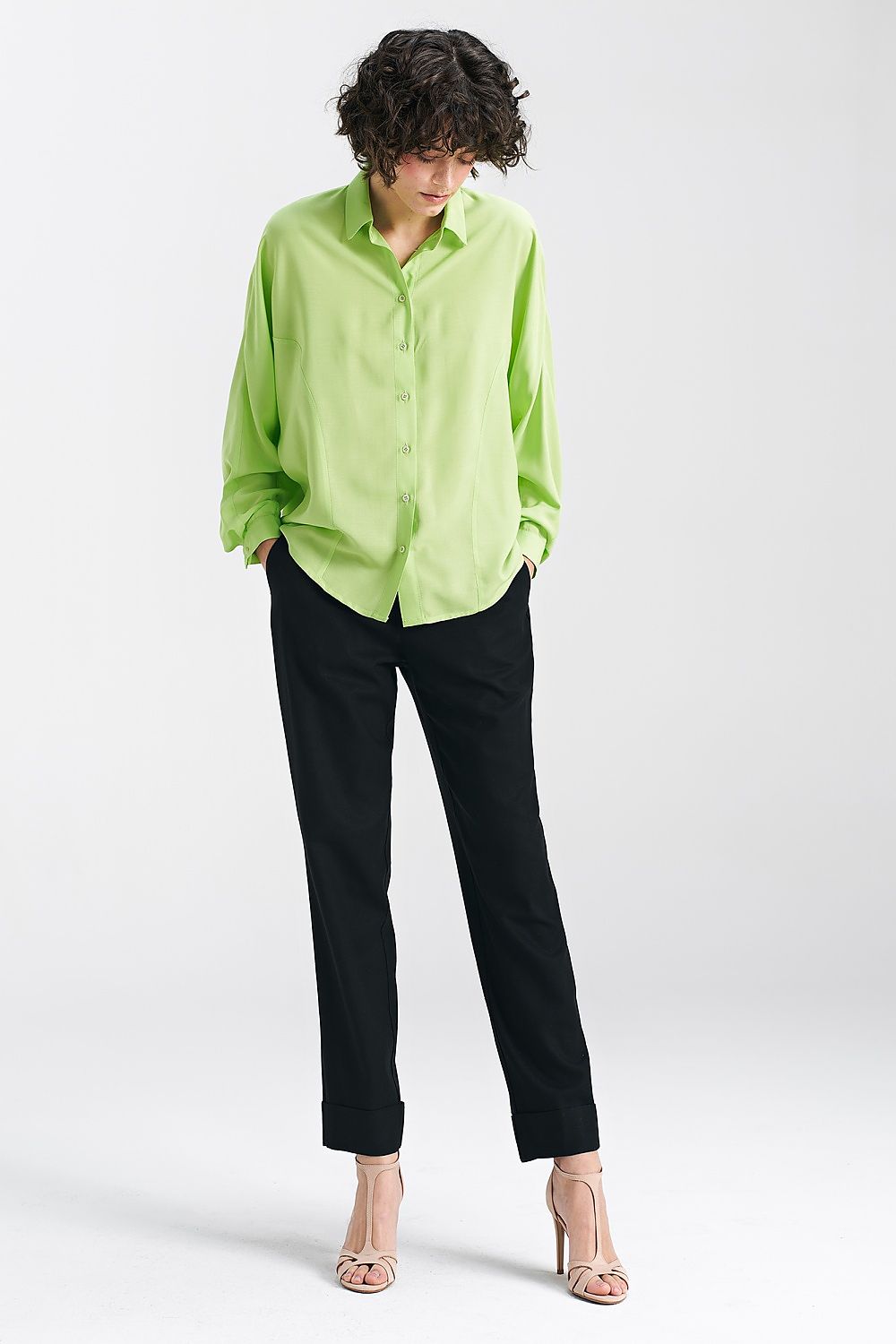 Oversized Lime Viscose Shirt