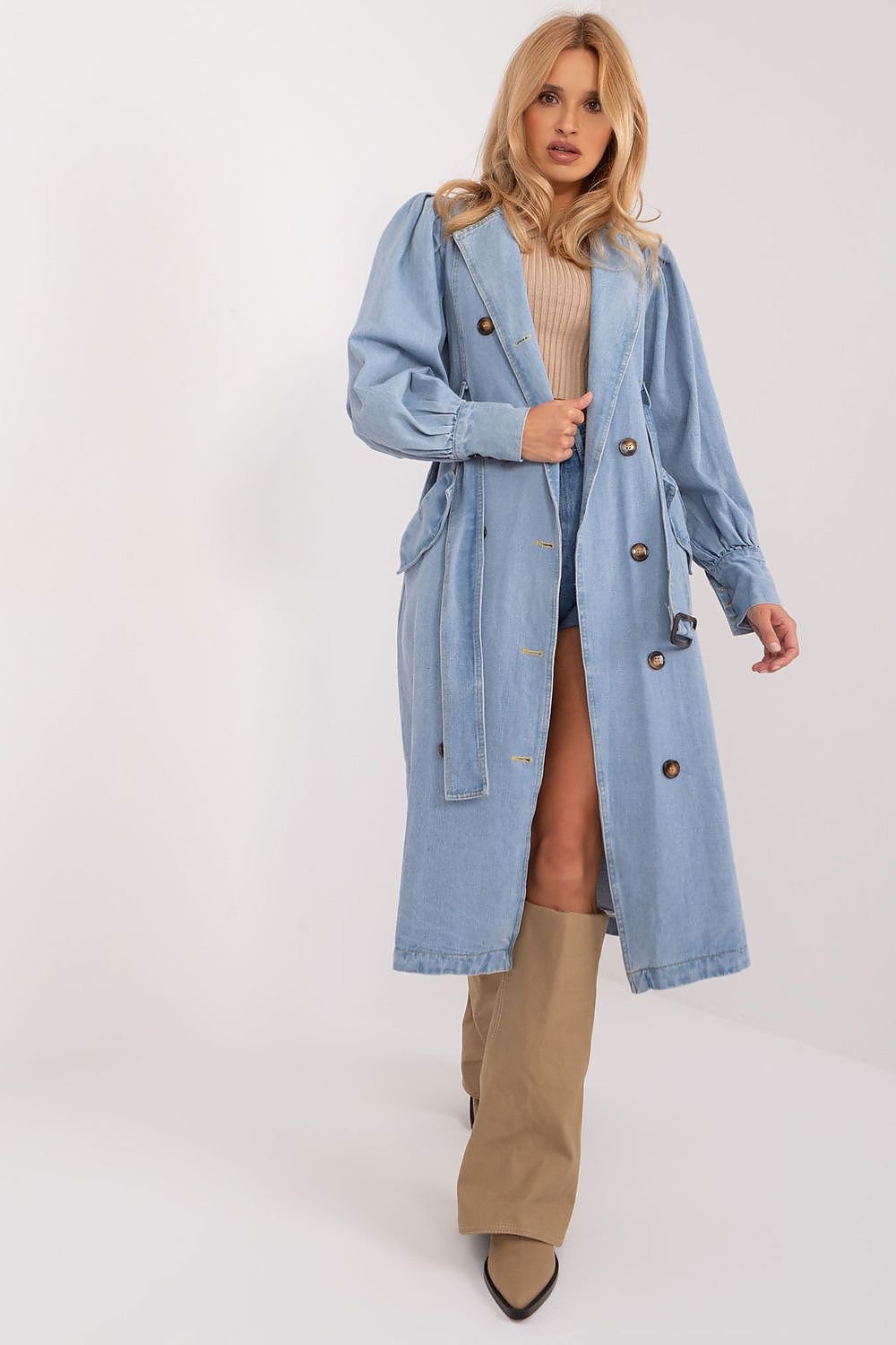 Casual Denim Trench Coat