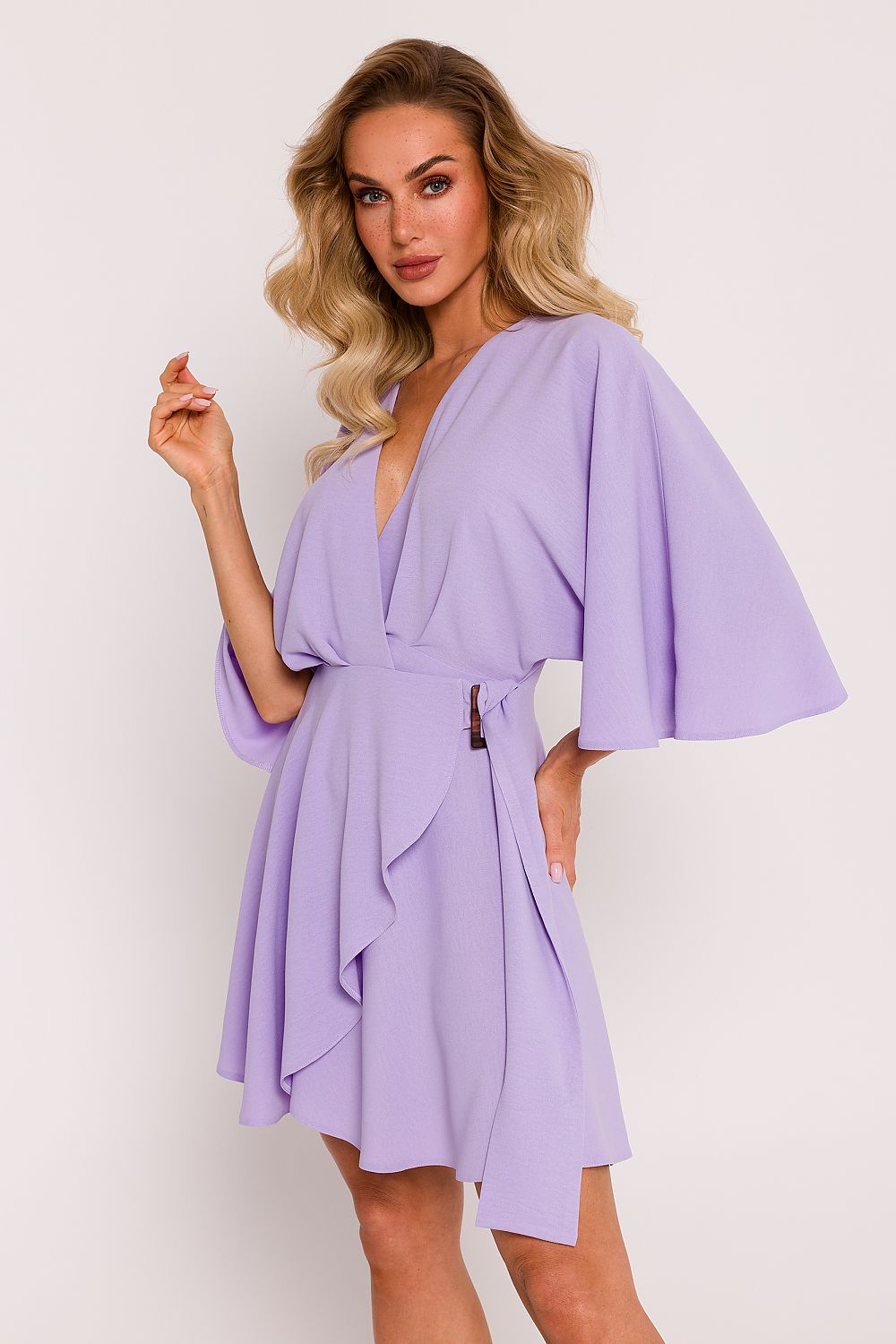 Crepe Mini Dress with Bat Sleeves - Michelle & Kenza Co.