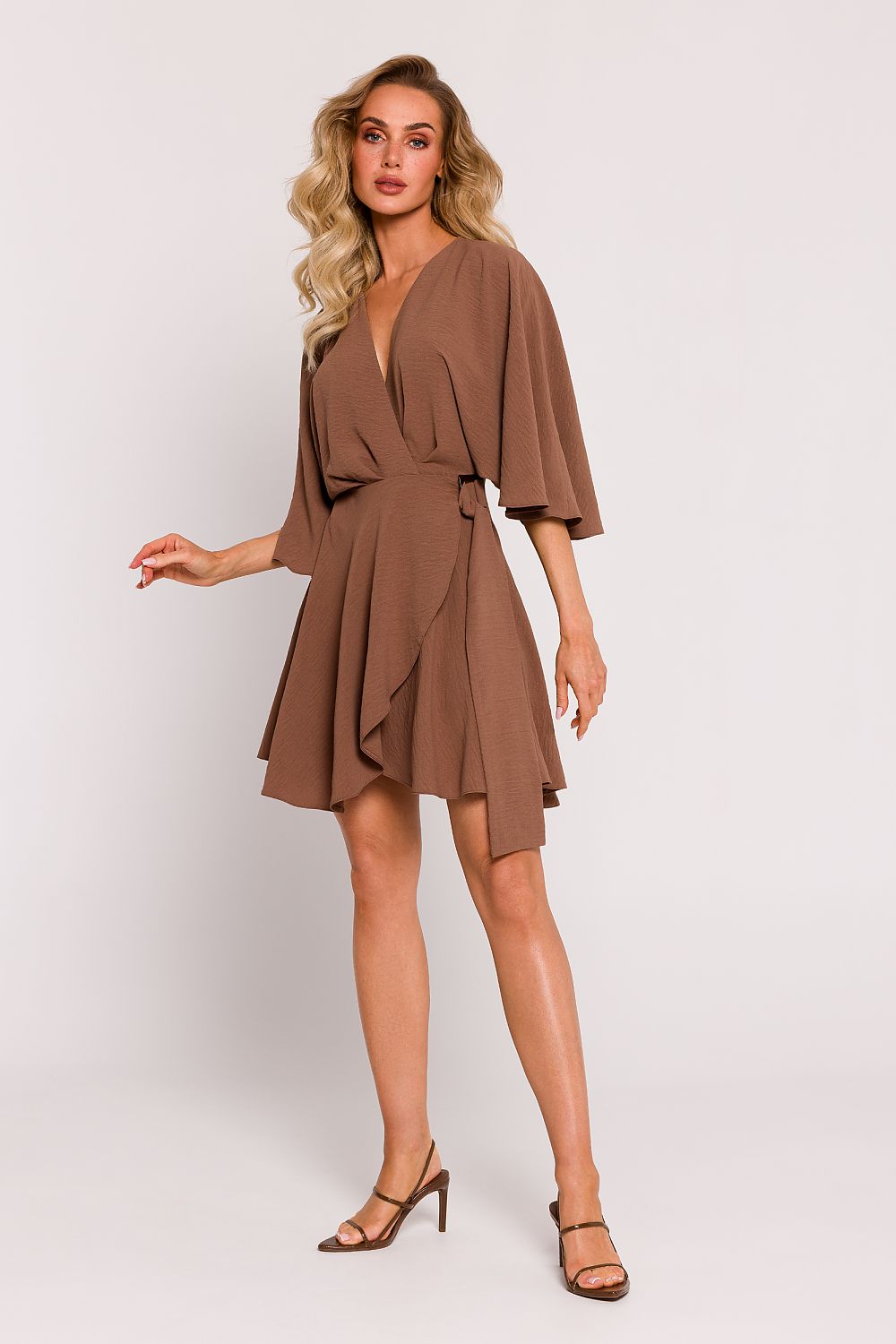 Crepe Mini Dress with Bat Sleeves - Michelle & Kenza Co.