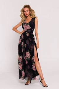 Sensual High-Slit Chiffon Maxi Dress