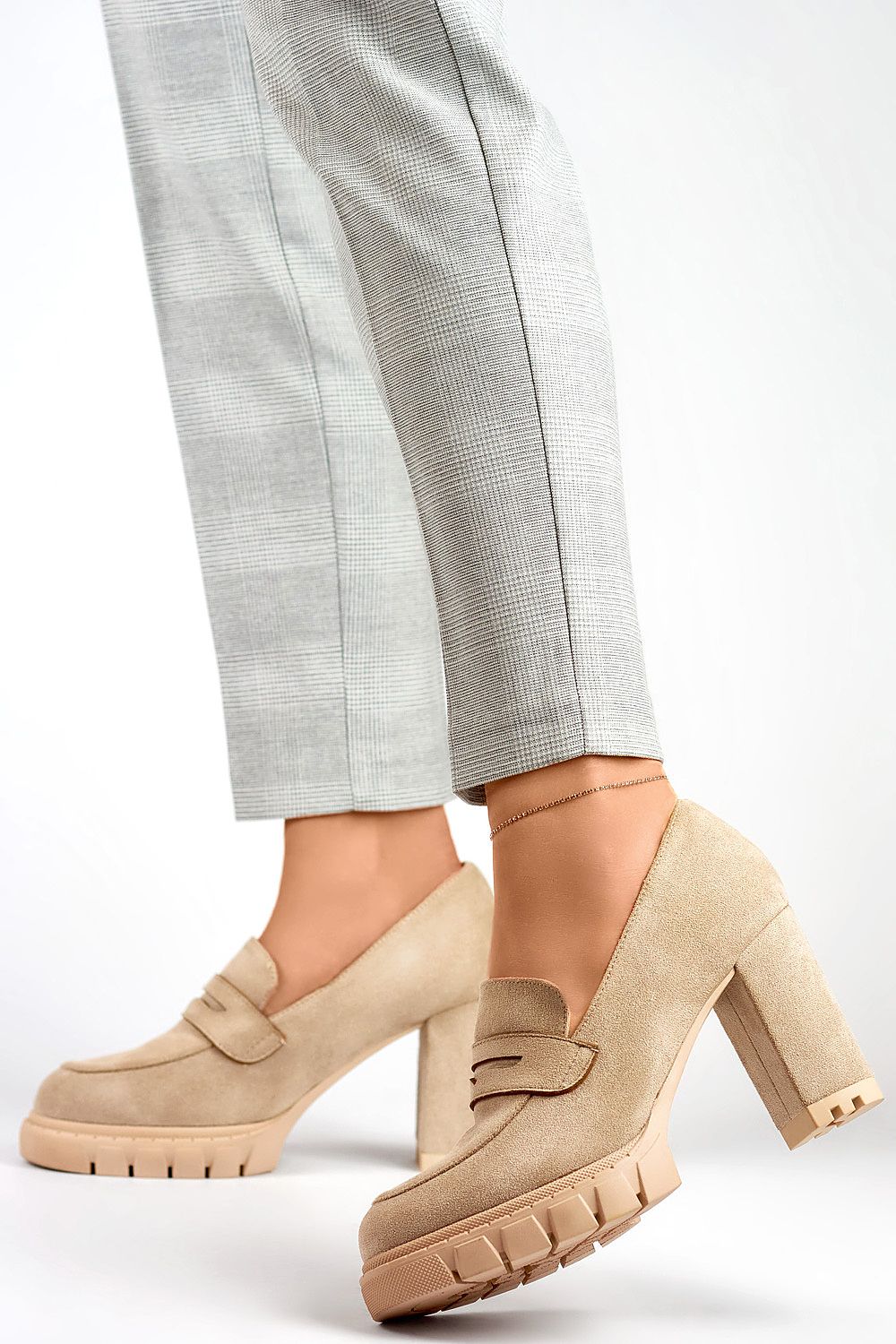 Elegant Eco-Suede Block Heel Pumps