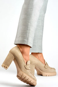 Elegant Eco-Suede Block Heel Pumps