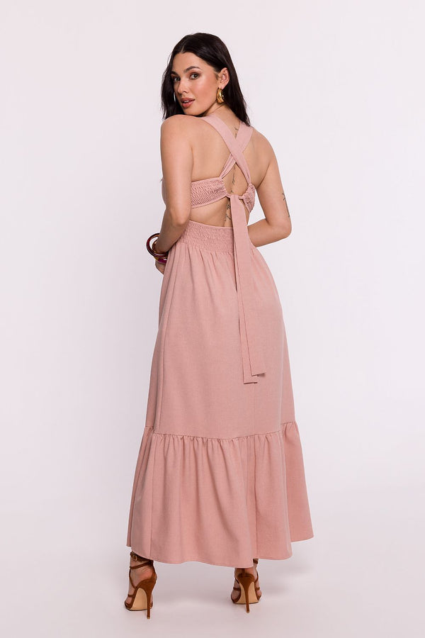 Open Back Ruffle Maxi Dress