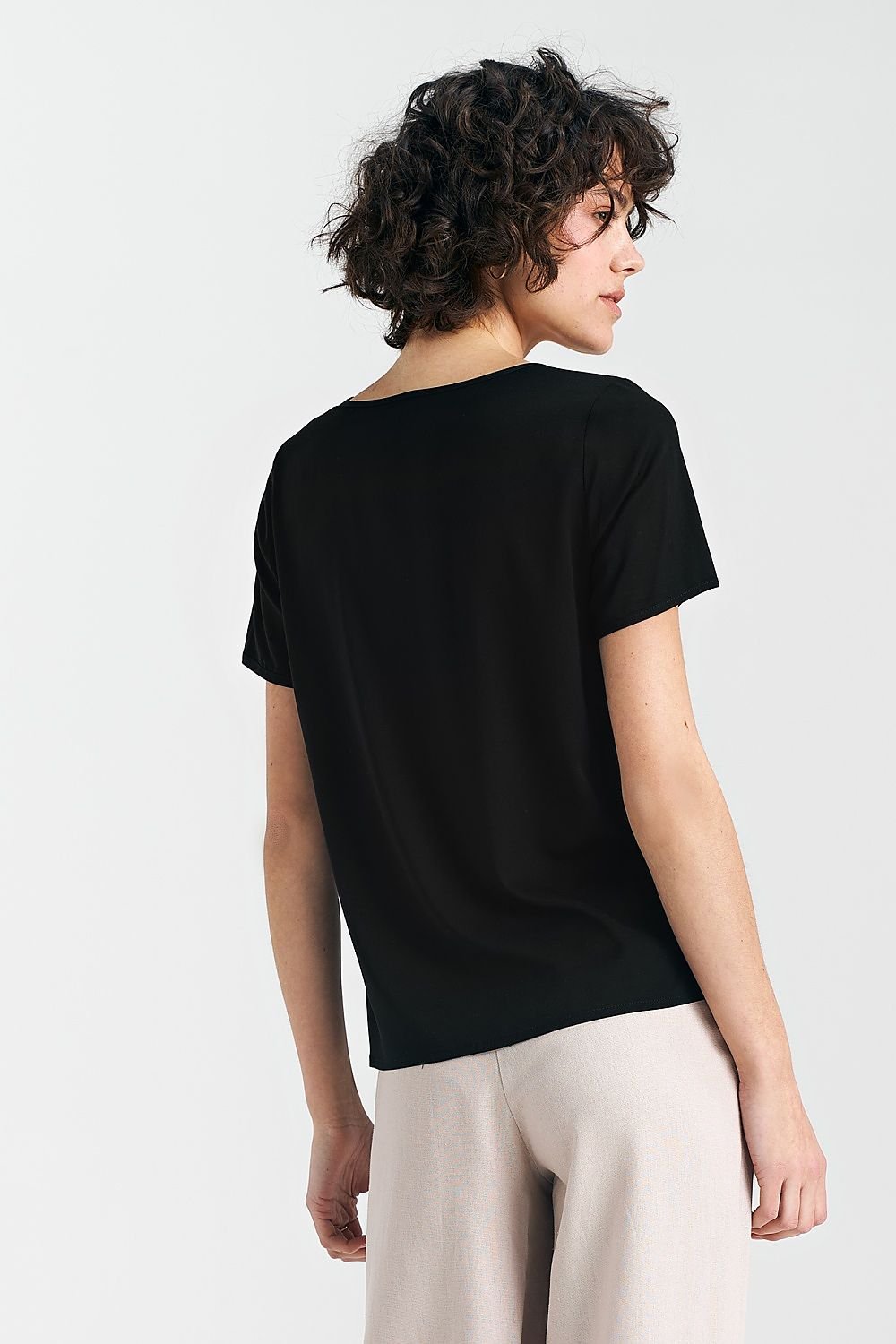 Elegant Black Viscose Blouse