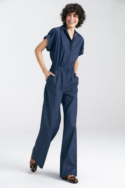 Elegant Cotton Denim Jumpsuit