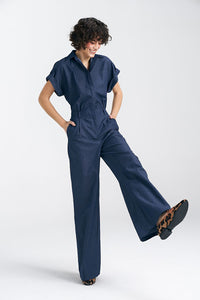 Elegant Cotton Denim Jumpsuit