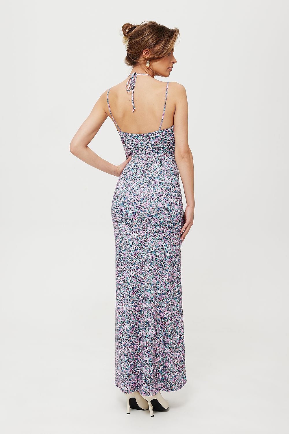 Knit Maxi Dress with Tie Neck Detail - Michelle & Kenza Co.