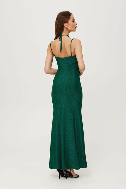 Knit Maxi Dress with Romantic Neckline - Michelle & Kenza Co.