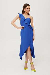 Elegant One-Shoulder Ruffled Cocktail Dress