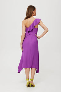 Elegant One-Shoulder Ruffled Cocktail Dress