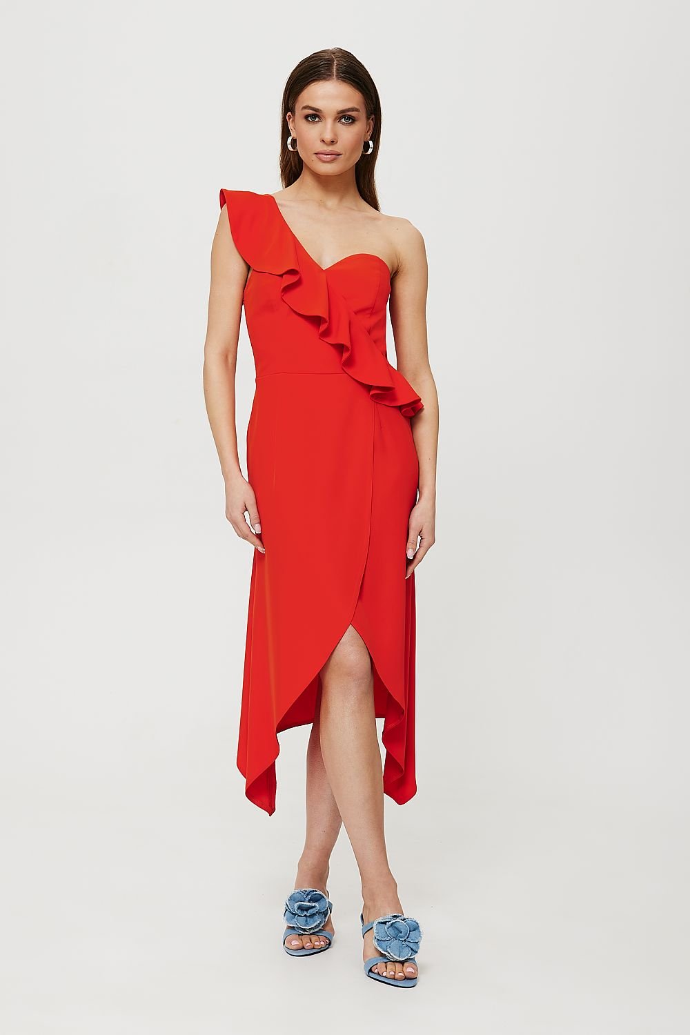 Elegant One-Shoulder Ruffled Cocktail Dress