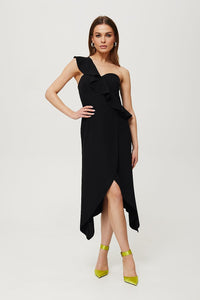 Elegant One-Shoulder Ruffled Cocktail Dress