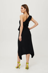 Elegant One-Shoulder Ruffled Cocktail Dress