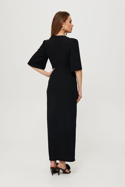 Maxi Dress with V-Shaped Neckline - Michelle & Kenza Co.