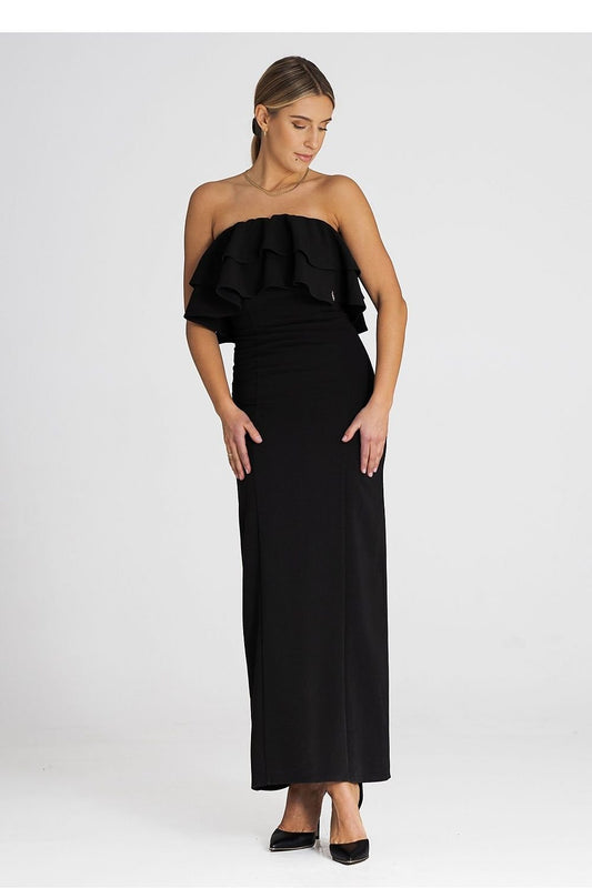 Ruffle Neck Elegant Maxi