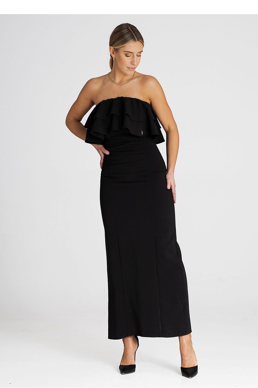 Ruffle Neck Elegant Maxi