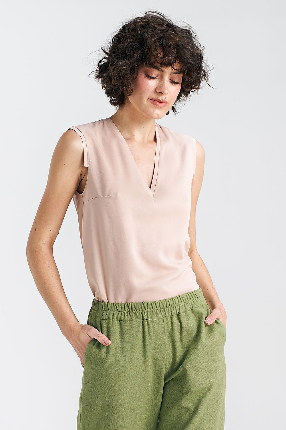 Elegant Viscose Sleeveless Blouse