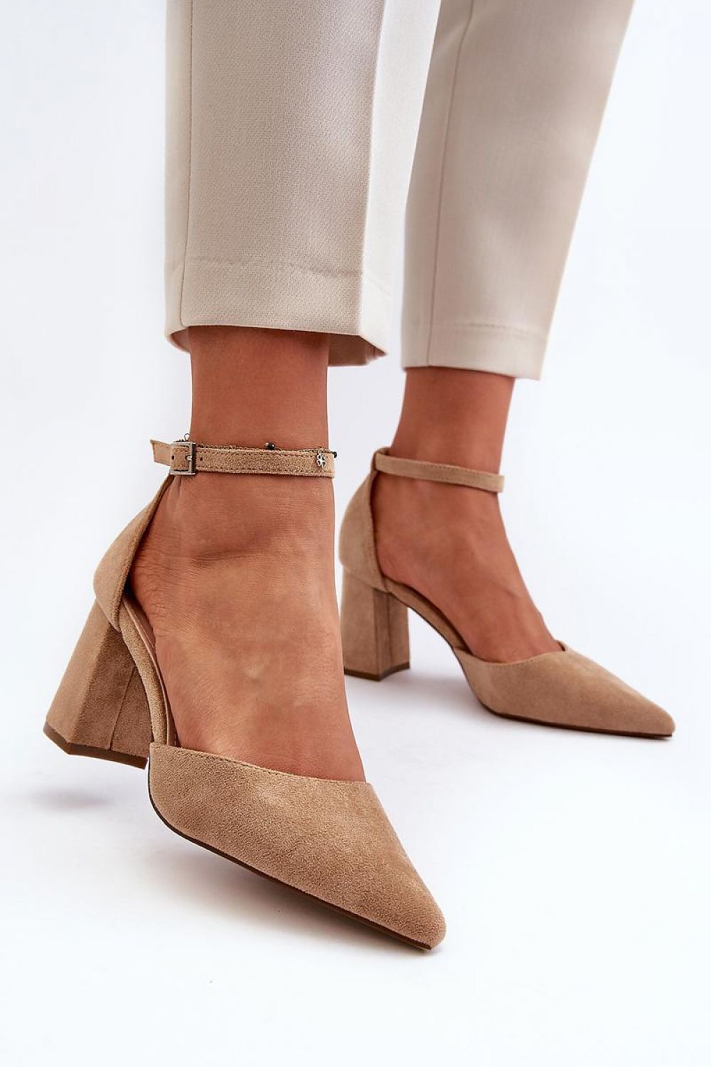 Eco-Suede Stiletto Block Heel Pumps