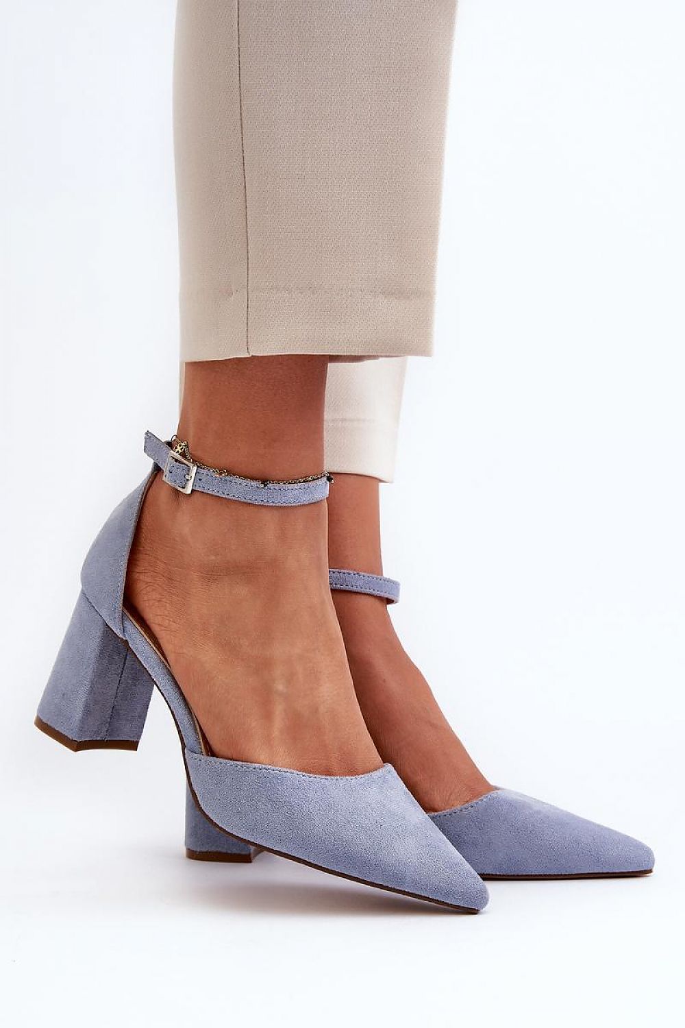 Eco-Suede Stiletto Block Heel Pumps