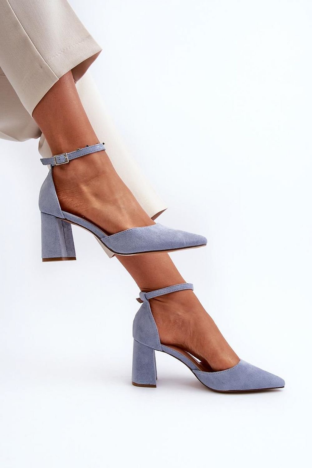 Eco-Suede Stiletto Block Heel Pumps